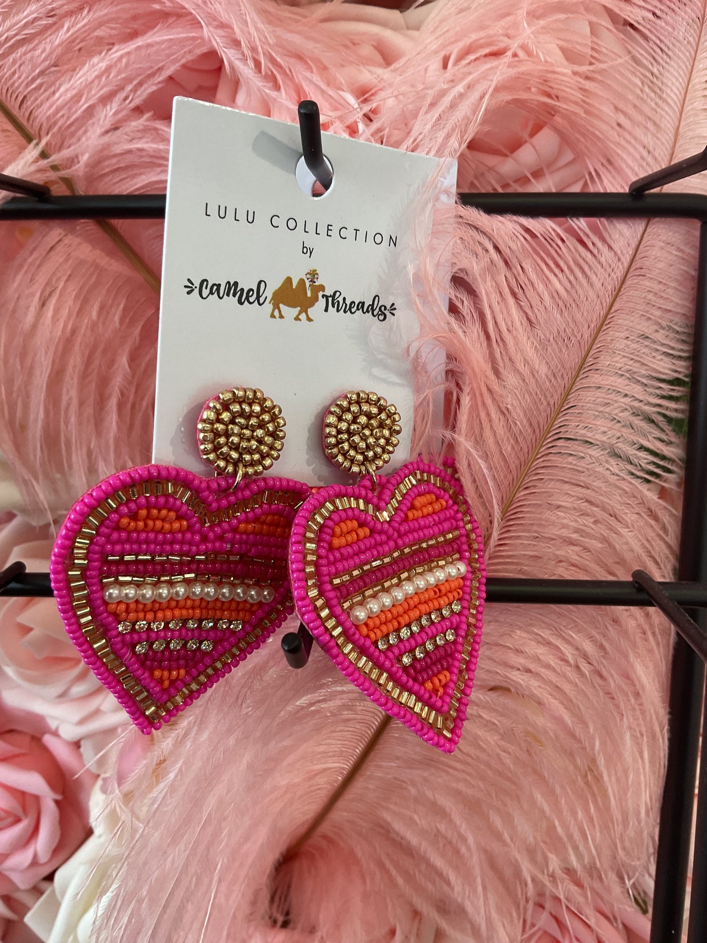 Beaded Heart Earrings