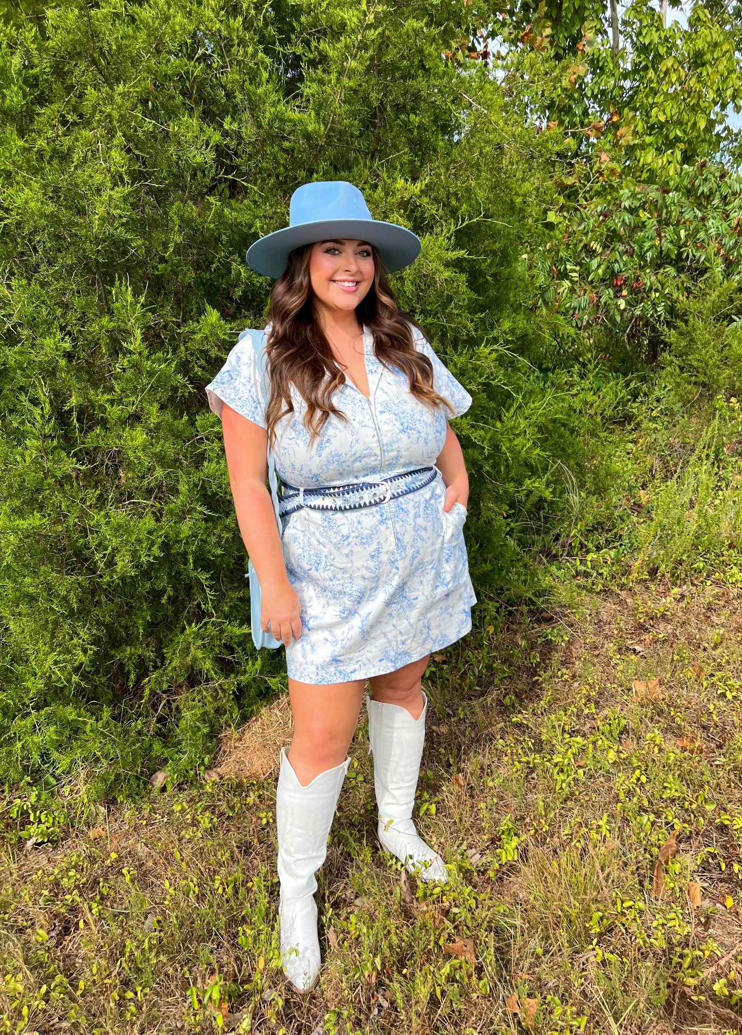 Plus size belted floral dress