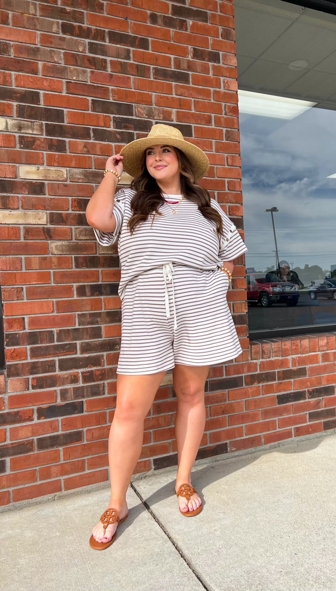 Plus size stripped short set