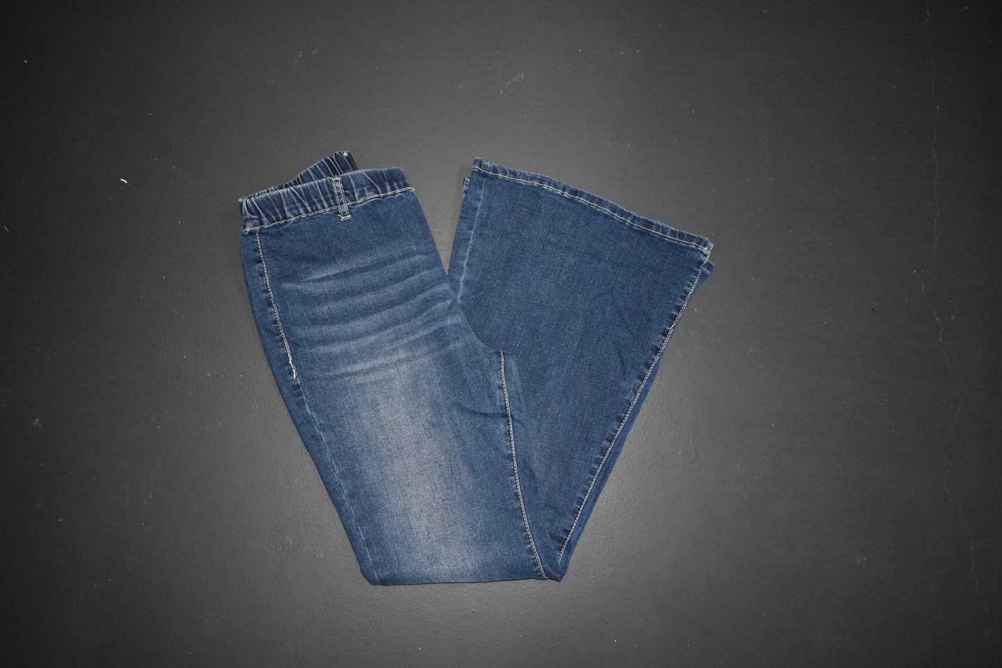 Elastic High Waist Flare Jeans-Blue
