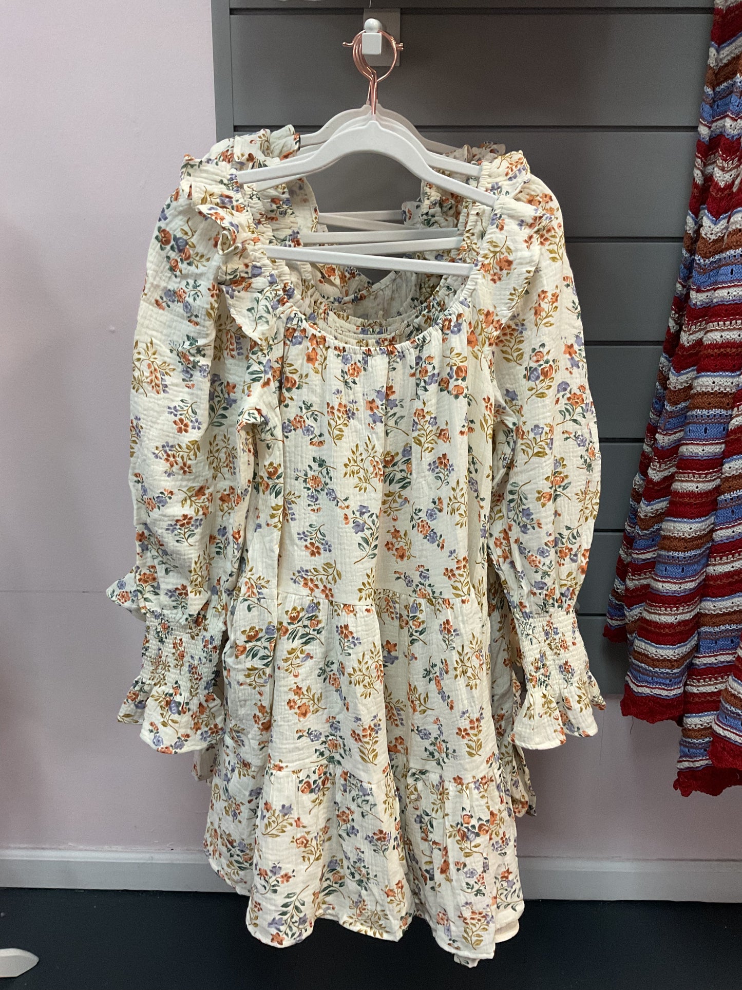 Cream Long Sleeve above knee Dress
