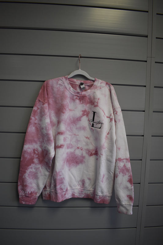 L Cosmetics Pink TieDye Crew Neck