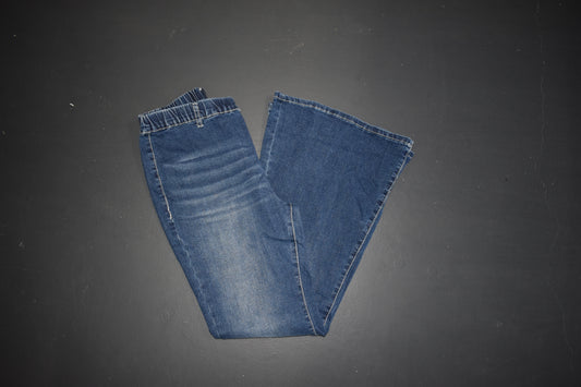 Elastic High Waist Flare Jeans-Blue