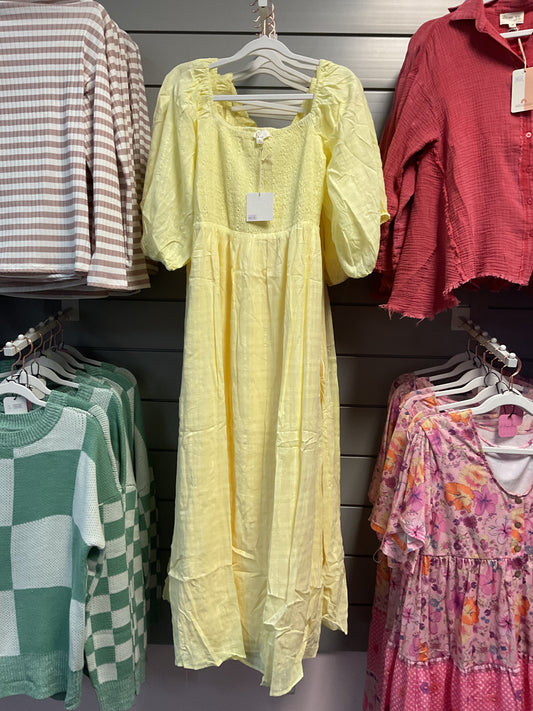 Yellow square neck maxi dress